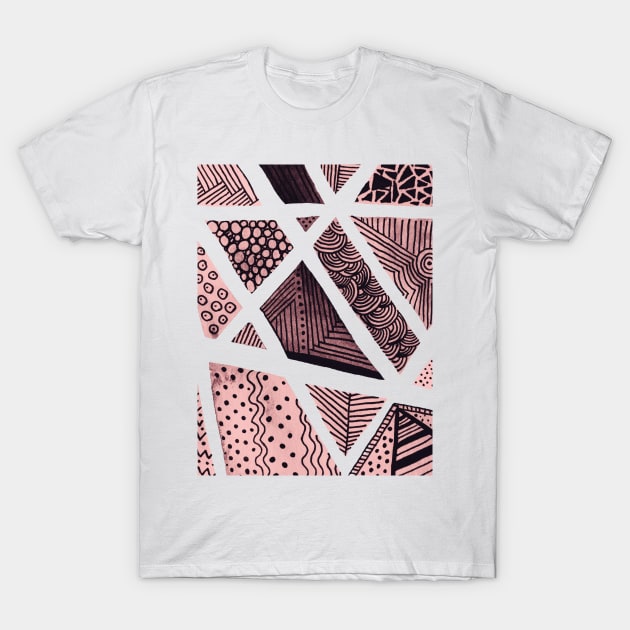 Geometric doodles - pink and black T-Shirt by wackapacka